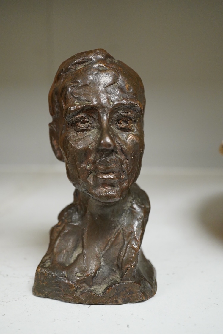 An indistinctly signed bronze bust of a gentleman, 15cm